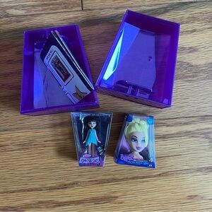 Lot of 2 mini bratz dolls Purple Storage Boxes with Dolls Toy